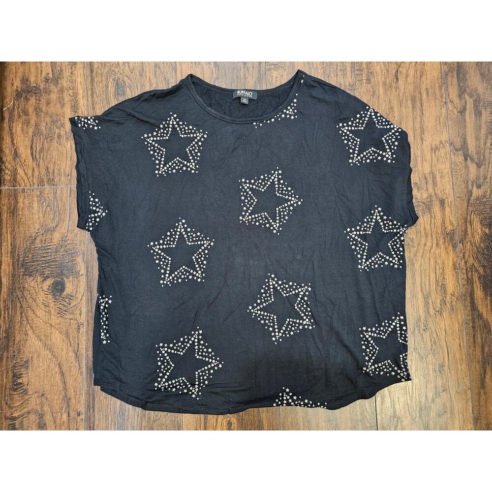 Buffalo David Bitton Top Size XXL Black Gold Stars New